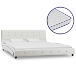 Letto con Materasso Memory Foam Bianco in Similpelle 160x200 cm