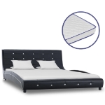 Letto con Materasso Memory Foam Nero in Similpelle 140x200 cm