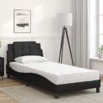 Letto con Materasso Nero 100x200 cm in Similpelle