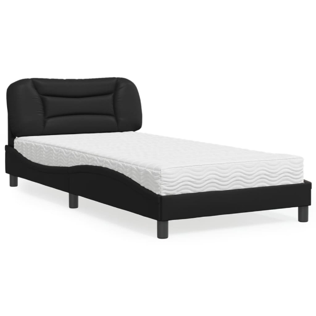 Letto con Materasso Nero 100x200 cm in Similpelle