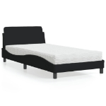 Letto con Materasso Nero 100x200 cm in Tessuto