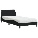 Letto con Materasso Nero 100x200 cm in Tessuto