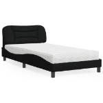 Letto con Materasso Nero 100x200 cm in Tessuto