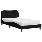 Letto con Materasso Nero 100x200 cm in Tessuto