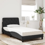 Letto con Materasso Nero 100x200 cm in Velluto