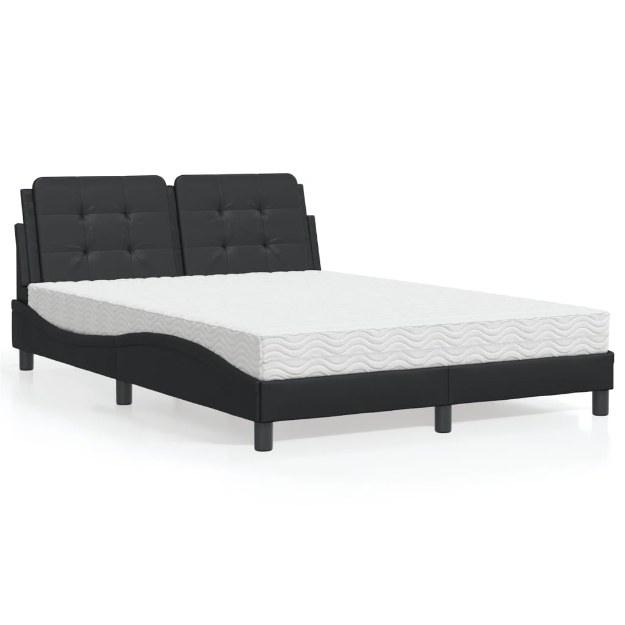 Letto con Materasso Nero 120x200 cm in Similpelle