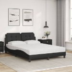 Letto con Materasso Nero 140x190 cm in Similpelle