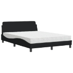 Letto con Materasso Nero 140x190 cm in Tessuto