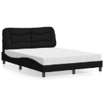 Letto con Materasso Nero 140x190 cm in Tessuto