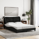 Letto con Materasso Nero 140x190 cm in Tessuto