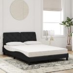 Letto con Materasso Nero 140x190 cm in Velluto