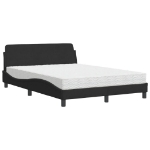 Letto con Materasso Nero 140x190 cm in Velluto