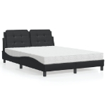 Letto con Materasso Nero 140x200 cm in Similpelle