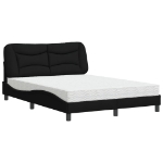 Letto con Materasso Nero 140x200 cm in Tessuto