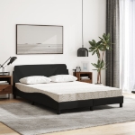 Letto con Materasso Nero 140x200 cm in Tessuto