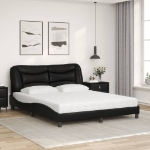 Letto con Materasso Nero 160x200 cm in Similpelle