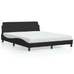 Letto con Materasso Nero 160x200 cm in Similpelle