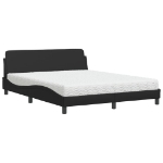 Letto con Materasso Nero 160x200 cm in Similpelle