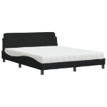 Letto con Materasso Nero 160x200 cm in Tessuto