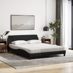 Letto con Materasso Nero 160x200 cm in Tessuto