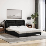 Letto con Materasso Nero 160x200 cm in Tessuto