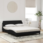 Letto con Materasso Nero 160x200 cm in Velluto