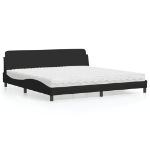 Letto con Materasso Nero 200x200 cm in Tessuto