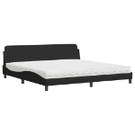 Letto con Materasso Nero 200x200 cm in Tessuto