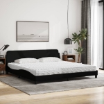 Letto con Materasso Nero 200x200 cm in Tessuto