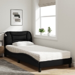 Letto con Materasso Nero 80x200 cm in Tessuto