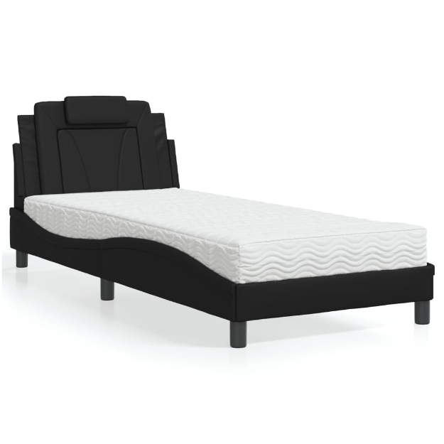 Letto con Materasso Nero 90x190 cm in Similpelle