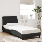 Letto con Materasso Nero 90x190 cm in Velluto