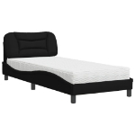 Letto con Materasso Nero 90x200 cm in Tessuto