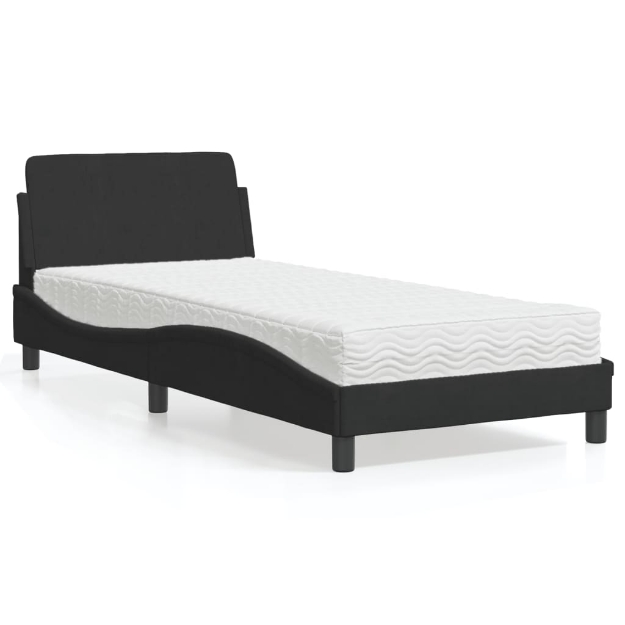 Letto con Materasso Nero 90x200 cm in Velluto