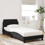 Letto con Materasso Nero 90x200 cm in Velluto