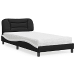 Letto con Materasso Nero e Bianco 100x200 cm in Similpelle