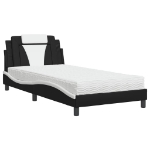 Letto con Materasso Nero e Bianco 100x200 cm in Similpelle