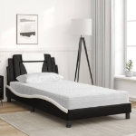 Letto con Materasso Nero e Bianco 100x200 cm in Similpelle