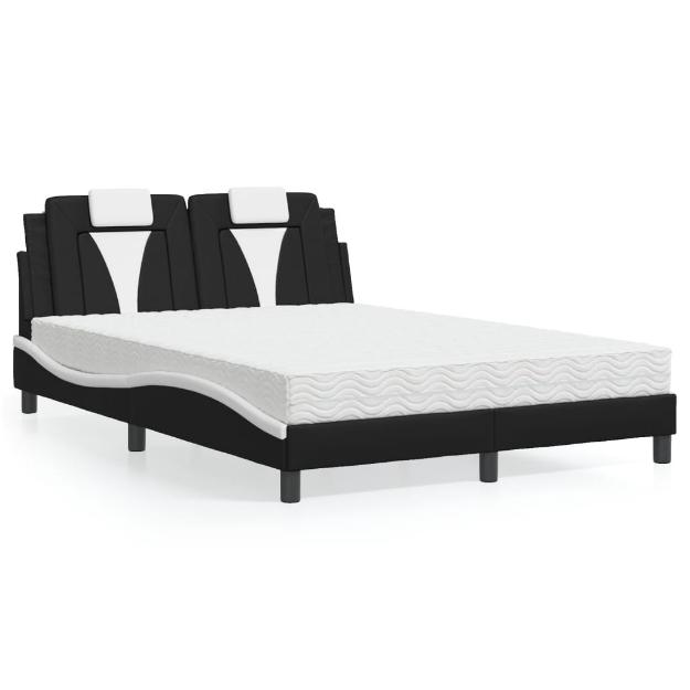 Letto con Materasso Nero e Bianco 120x200 cm in Similpelle