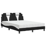 Letto con Materasso Nero e Bianco 120x200 cm in Similpelle