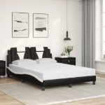 Letto con Materasso Nero e Bianco 120x200 cm in Similpelle