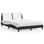 Letto con Materasso Nero e Bianco 120x200 cm in Similpelle