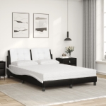 Letto con Materasso Nero e Bianco 120x200 cm in Similpelle