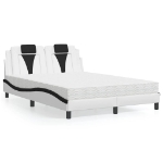 Letto con Materasso Nero e Bianco 120x200 cm in Similpelle