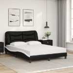 Letto con Materasso Nero e Bianco 120x200 cm in Similpelle