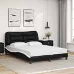 Letto con Materasso Nero e Bianco 140x190 cm in Similpelle