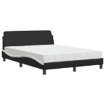 Letto con Materasso Nero e Bianco 140x190 cm in Similpelle