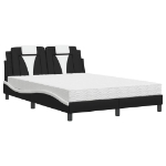 Letto con Materasso Nero e Bianco 140x190 cm in Similpelle