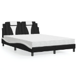 Letto con Materasso Nero e Bianco 140x200 cm in Similpelle