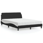 Letto con Materasso Nero e Bianco 140x200 cm in Similpelle